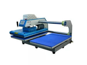 Plochý lis s automatickým zavíráním a otevíráním a posouvnou topnou deskou.