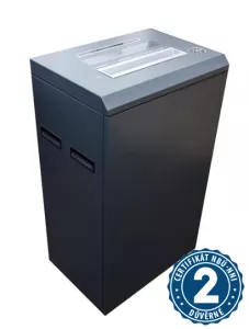 Robustní skartovací stroj se vstupem o šíři 310 m a řezem 2 x 10 mm.