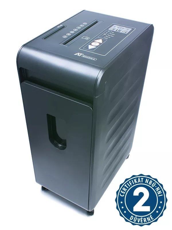 Topdrop – skartovač v křížovém řezu 2 x 10 mm, skartuje až 20 listů papíru gramáže 70 g/m2, navíc i CD/DVD, svorky, plastové karty, objem koše 40 l, doba skartace 60 min. AT | Kancelářská technika od Topdrop.cz