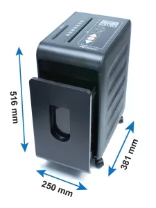 Topdrop – Skartovač - křížový řez 4 x 15 mm, skartuje až 12 listů papíru gramáže 70 g/m2, navíc i CD/DVD, svorky, plastové karty, objem koše 22 l, doba nepřetržitého skartování 10 min. AT | Kancelářská technika od Topdrop.cz