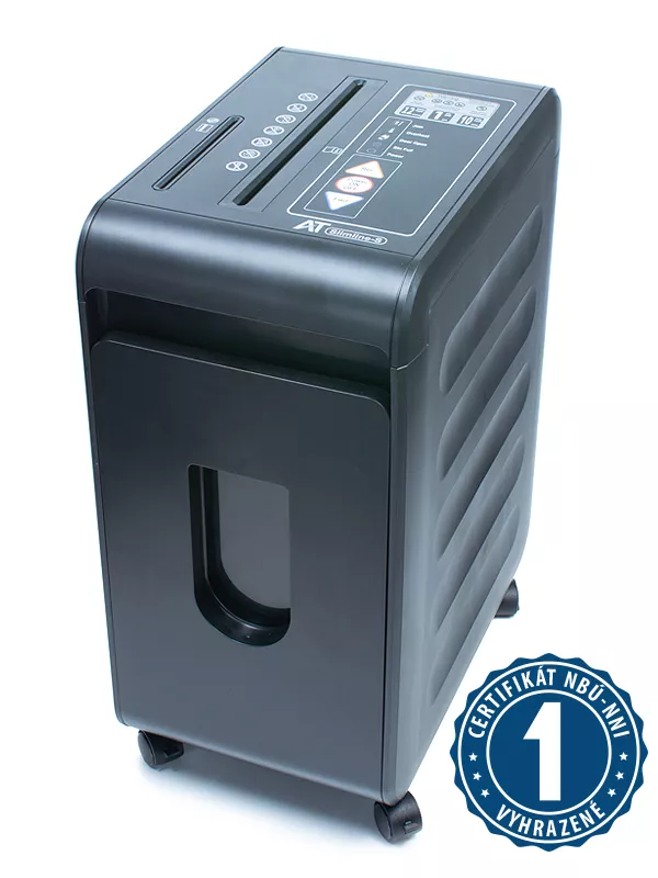 Topdrop – Skartovač - křížový řez 4 x 15 mm, skartuje až 12 listů papíru gramáže 70 g/m2, navíc i CD/DVD, svorky, plastové karty, objem koše 22 l, doba nepřetržitého skartování 10 min. AT | Kancelářská technika od Topdrop.cz