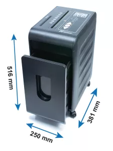 Topdrop – Skartovač - křížový řez 2 x 15 mm, skartuje až 8 listů papíru gramáže 70 g/m2, navíc i CD/DVD, svorky, plastové karty, objem koše 22 l, doba nepřetržitého skartování 10 min. AT | Kancelářská technika od Topdrop.cz