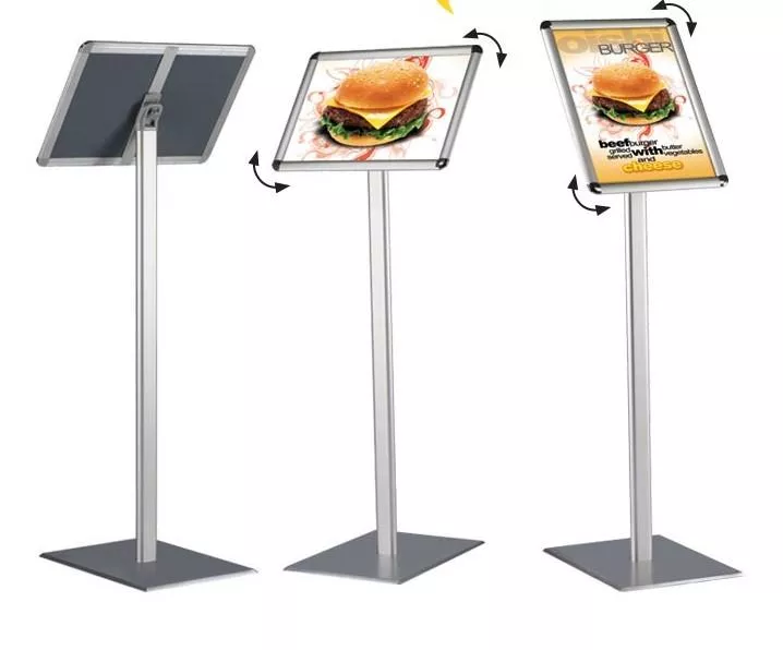 Topdrop – Informační tabule s kulatými rohy o velikosti A4 na jedné noze s možností prezentovat na výšku i na šířku MT DISPLAYS | Kancelářská technika od Topdrop.cz