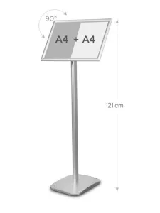 Topdrop – Informační tabule na stojanu 100 cm s ostrými rohy - A3 na šířku i výšku. | Kancelářská technika od Topdrop.cz