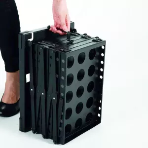 Topdrop – Skládací jednostranný hliníkový stojan z řady Blackline na letáky Zick-Zack - pro 4 x A4 | Kancelářská technika od Topdrop.cz