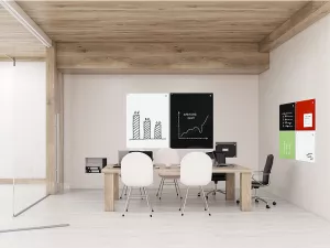 Topdrop – Magnetická skleněná tabule 45 x 45 cm se skrytou montáží - barva modrá 2x3 | Kancelářská technika od Topdrop.cz