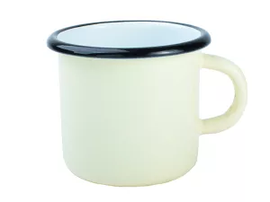 Kvalitní ocelový smaltovaný celobarevný plechový hrnek 12 Oz  "Made in Europe" v robustním provedení