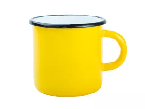Kvalitní ocelový smaltovaný celobarevný plechový hrnek 12 Oz