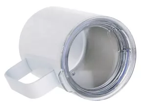 Topdrop – Bílý kovový 300 ml termohrnek s průhledným víčkem pro sublimační potisk. | Kancelářská technika od Topdrop.cz