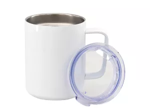 Topdrop – Bílý kovový 300 ml termohrnek s průhledným víčkem pro sublimační potisk. | Kancelářská technika od Topdrop.cz
