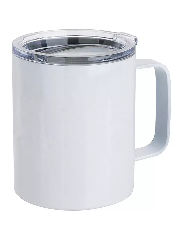 Topdrop – Bílý kovový 300 ml termohrnek s průhledným víčkem pro sublimační potisk. | Kancelářská technika od Topdrop.cz