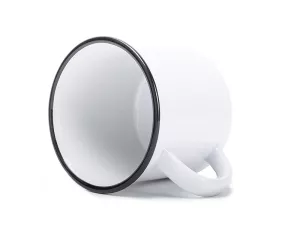 Topdrop – Keramický hrnek bílý imitující smalt s černým lemem 8 Oz - Camper Mug | Kancelářská technika od Topdrop.cz