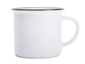 Keramický hrnek bílý imitující smalt s černým lemem 8 Oz - Camper Mug