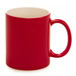 Měnící se červený hrneček s matným povrchem pro sublimační potisk.