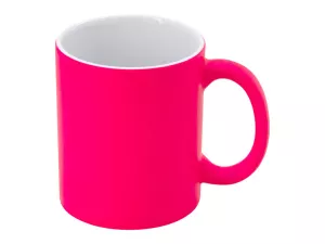 Hrnek s fluorescenční barvou pro potisk sublimací v růžové barvě.