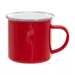 Smaltovaný celobarevný plechový hrnek 12 Oz - červený