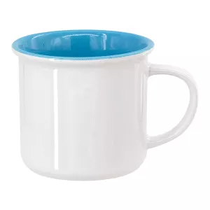 Keramický hrnek bílý imitující smalt se světle modrým vnitřkem 8 Oz