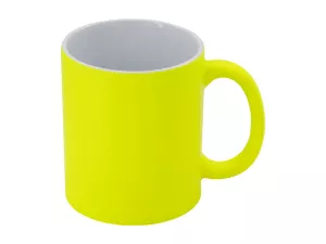 Hrnek s fluorescenční barvou pro potisk sublimací v žluté barvě.