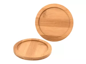Přírodní bambusový podšálek pro kávové hrnky typu Makronka.