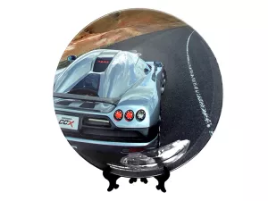 Bílý mělký talíř vhodný pro celo-potisk v 3D peci.