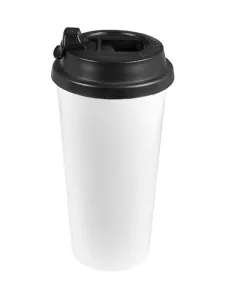 Unikátní cestovní dvouplášťový kónický hrnek s černým víčkem s objemem 450 ml.