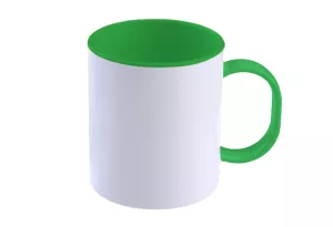 Bílý polymerový hrnek se světle zeleným vnitřkem a uchem - objem 300 ml