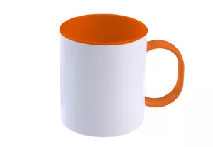 Bílý polymerový hrnek s oranžovým vnitřkem a uchem - objem 300 ml