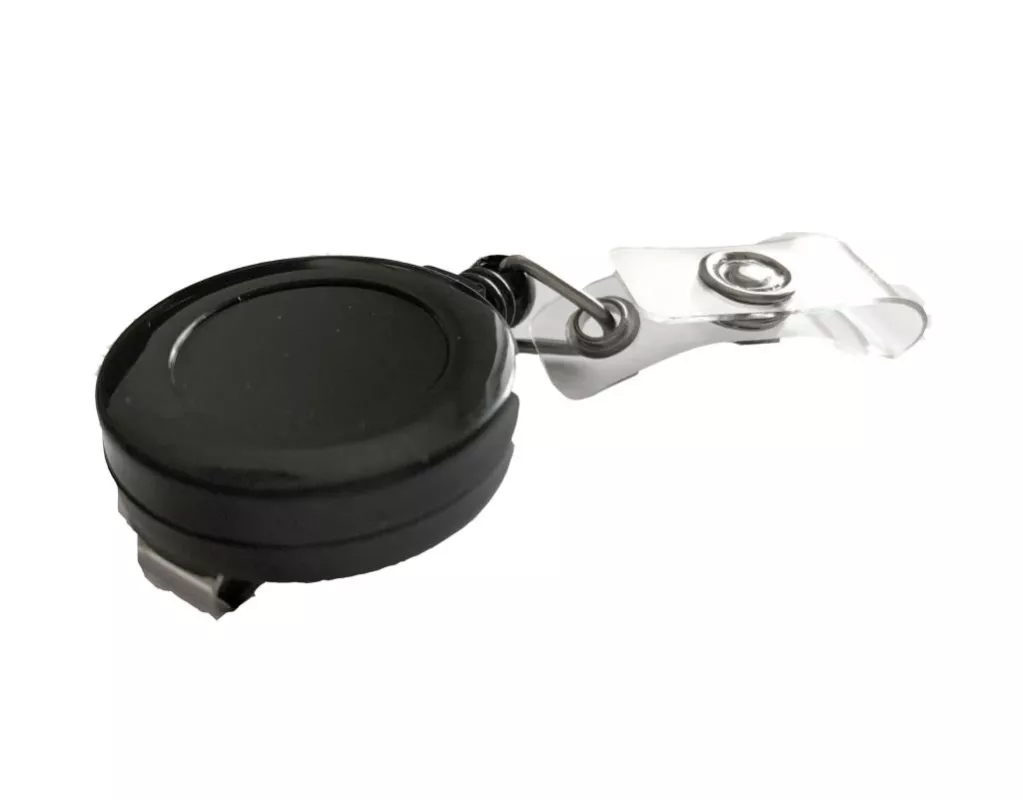 Topdrop – Plastový naviják s černým povrchem, průměr 30 mm, délka lanka cca 65 cm CLASSIC | Kancelářská technika od Topdrop.cz