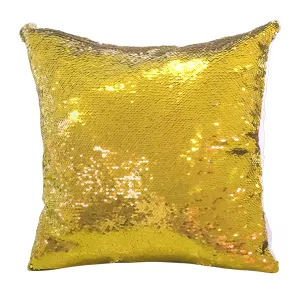 Polštář s flitry 40 x 40 cm v kombinaci zlato / bílá