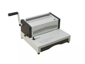 Stroj pro vázání dokumentů do plastových hřbetů.