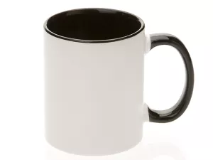 Keramický bílý hrnek s barevným vnitřkem a uchem pro sublimační potisk.
