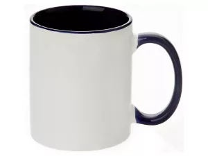 Keramický bílý hrnek s barevným vnitřkem a uchem pro sublimační potisk.