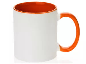 Keramický bílý hrnek s barevným vnitřkem a uchem pro sublimační potisk.