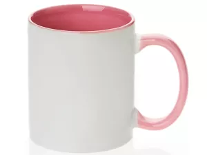 Keramický bílý hrnek s barevným vnitřkem a uchem pro sublimační potisk.