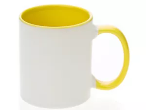 Keramický bílý hrnek s barevným vnitřkem a uchem pro sublimační potisk.