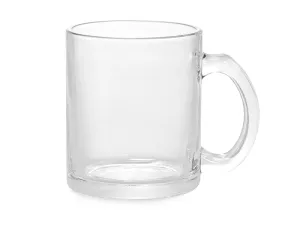 Skleněný čirý hrnek pro potisk.