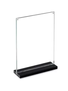Plexi stojánek VISTA na stůl, oboustranný typu T - velikost A5 na výšku.