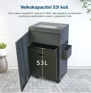 Topdrop – Robustní skartovací stroj praktického designu v odolném plechovém provedení s řezem 2 x 10 mm. AT | Kancelářská technika od Topdrop.cz