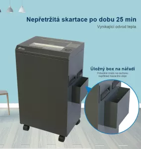 Topdrop – Robustní skartovací stroj praktického designu v odolném plechovém provedení s řezem 2 x 10 mm. AT | Kancelářská technika od Topdrop.cz