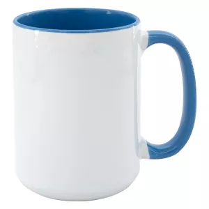 Keramický hrnek SubliT MAX 450 ml - barevný lem a ucho - modrý