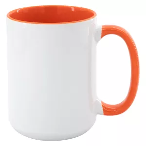 Keramický hrnek SubliT MAX 450 ml - barevný lem a ucho - oranžový