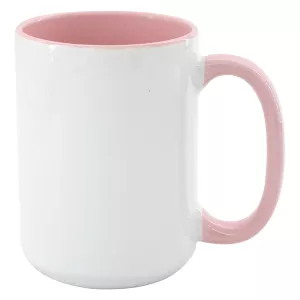 Keramický hrnek SubliT MAX 450 ml - barevný lem a ucho - růžový