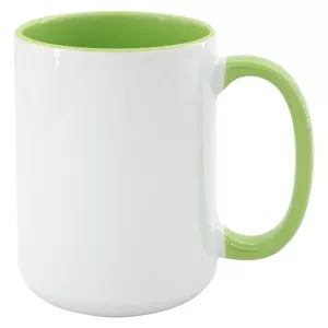 Keramický hrnek SubliT MAX 450 ml - barevný lem a ucho - světle zelený
