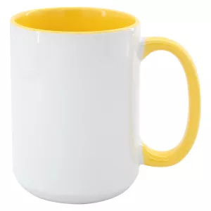 Hrnek SubliT MAX 450 ml - barevný lem a ucho - žlutý