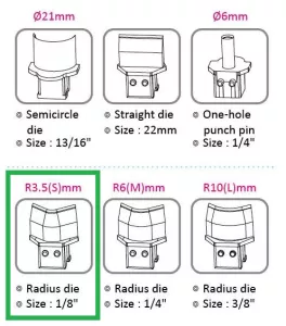 Výsekový rádius pro KW triO 9521 s průměrem 3,5 mm.