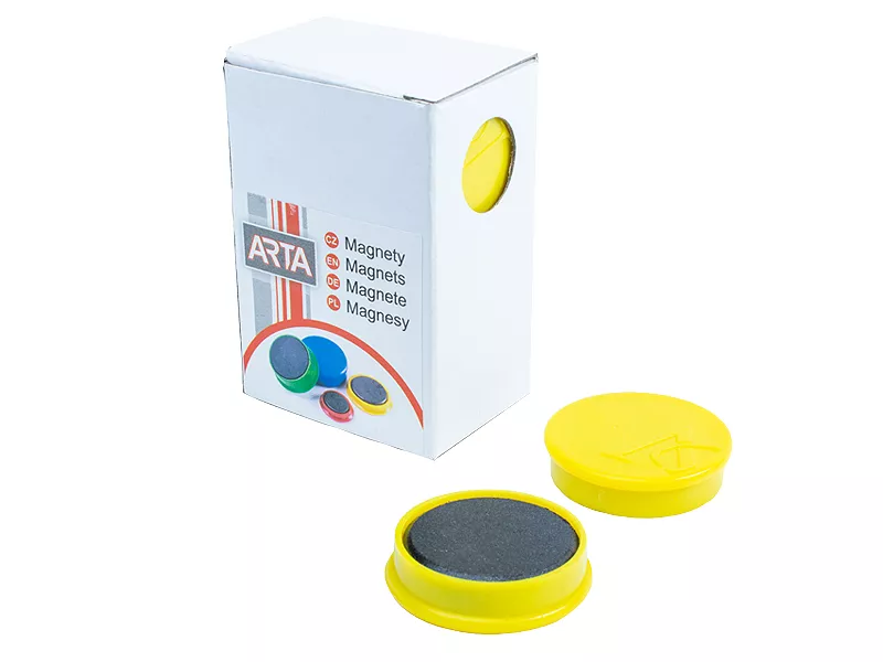 Topdrop – Magnety ARTA průměr 30mm, žluté (10ks v balení) | Kancelářská technika od Topdrop.cz