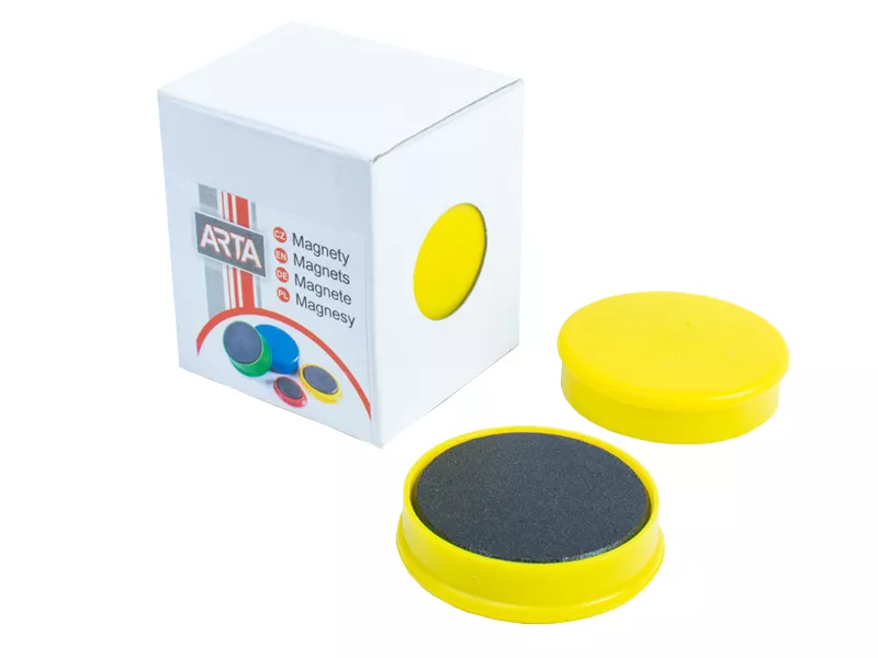 Topdrop – Magnety ARTA průměr 40mm, žluté (4ks v balení) | Kancelářská technika od Topdrop.cz