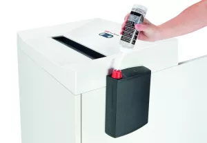Topdrop – Silný velkokapacitní skartovač dokumentů s prostorem pro 240 litrovou odpadní nádobu. HSM | Kancelářská technika od Topdrop.cz