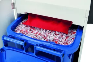 Topdrop – Silný velkokapacitní skartovač dokumentů s prostorem pro 240 litrovou odpadní nádobu. HSM | Kancelářská technika od Topdrop.cz