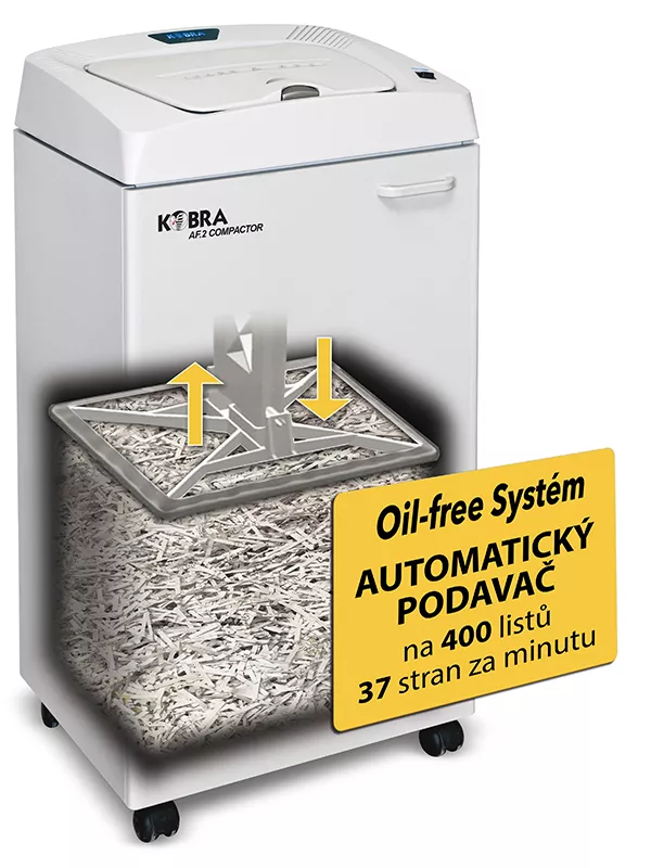 Topdrop – Profesionální skartovačka s automatickým podáváním a kompresí odpadu. KOBRA | Kancelářská technika od Topdrop.cz